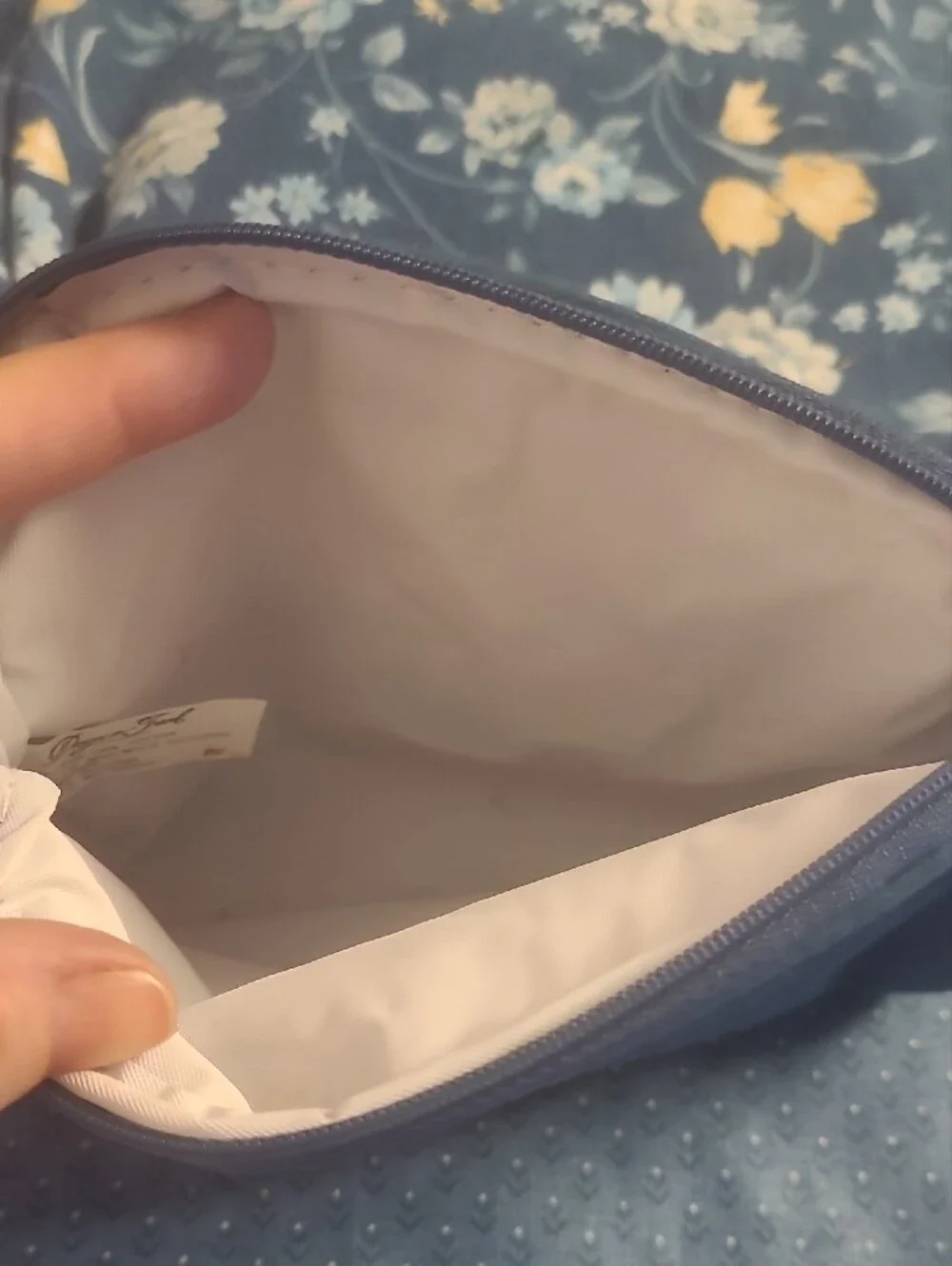Oscar de la Renta Floral Navy and Yellow Cosmetic Pouches